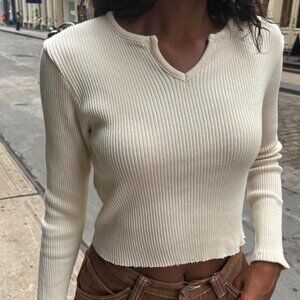 Brandy Melville Paige Top - V-neck Long Sleeve